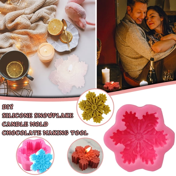 Xihbxyly Molde para Velas con Forma de Copo de Nieve, Herramienta para Hacer Jabón de Chocolate, Molde para Hornear con Forma de Copo de Nieve, Idea de Regalo Creativa, Divertida Actividad Invernal,