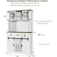 thumbnail image 1 of 72" Farmhouse Bar Cabinet with Sliding Barn Door, Tall Kitchen Buffet with Storage Hutch and 3 Drawer, Rustic Coffee Wine Bar Sideboard with Wine & Glasses Rack, for Living Room, Washed White, 1 of 8