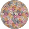 thumbnail image 1 of homeroots home decor 385515 8’ Round Muted Brights Floral Diamond Area Rug, 1 of 1