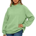 thumbnail image 5 of Mohiass Mock Neck Sweatshirt For Women | Oversized Turtleneck Sweater, Long Sleeve Fleece Pullover Tops, Fall Fashion Clothes Green L, 5 of 5