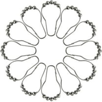 Never Rust Stainless Steel Shower Curtain Hooks Rings for Bathroom Shower Rod, Set of 12, Chrome