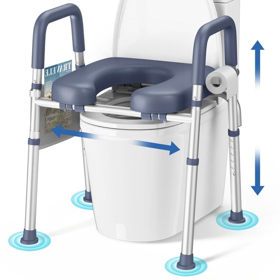 KEKOY Toilet Seat Riser for Seniors, Raised Toilet Seat with Handles, FSA HSA Eligible 400lb Elevated Toilet Risers, Tool-Free Assembly with Adjustable Height & Width,Purple