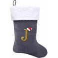 thumbnail image 1 of Dbfengbilian 21 Inches Christmas Stockings with Customizable Letters, Large Christmas Stockings with Super Soft Plush Cuff Embroidered Letter - Grey J, 1 of 7