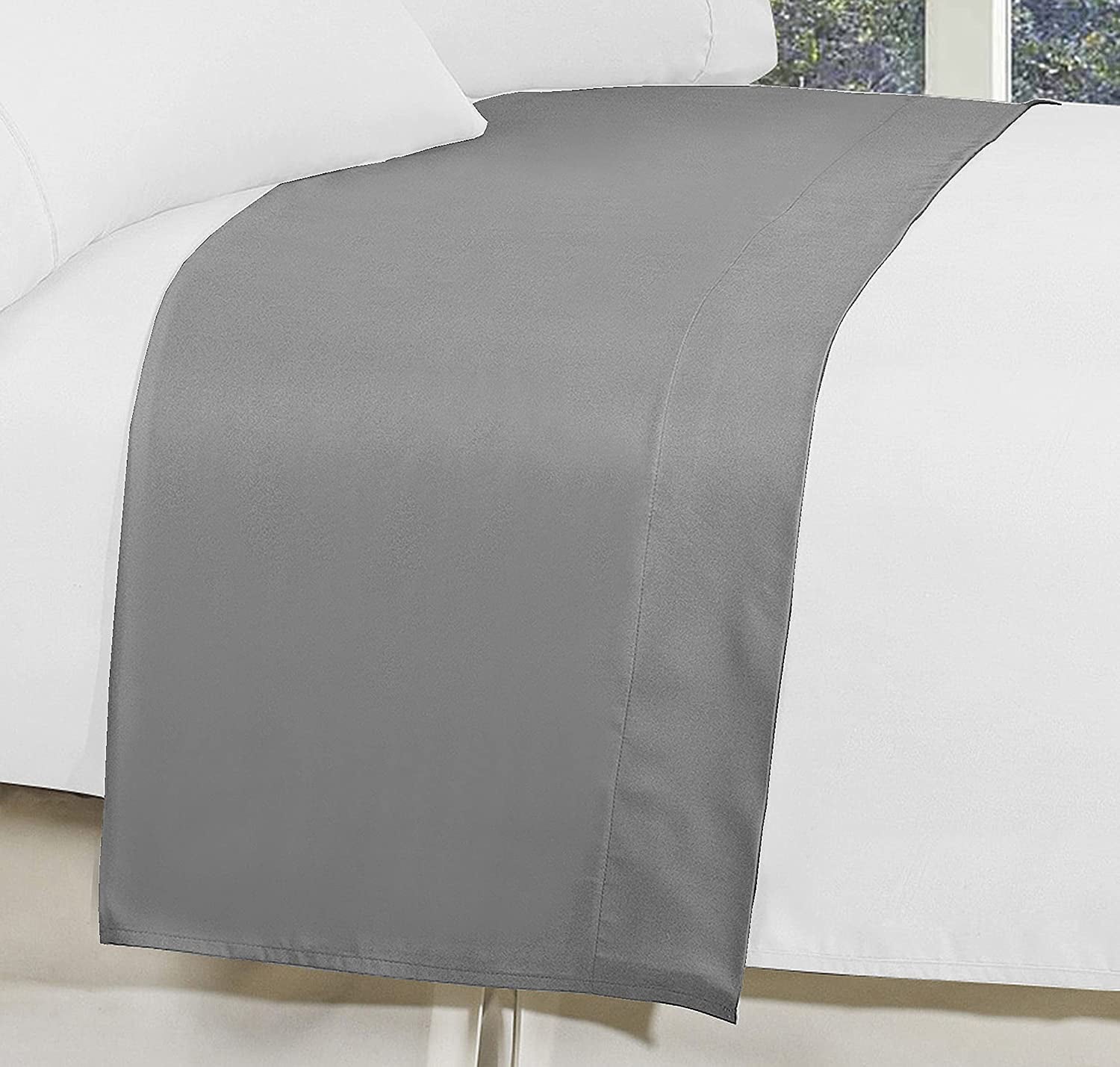 1500 Collection Flat Sheet Soft Microfiber Top Sheet - All Colors Twin/Twin XL, Gray