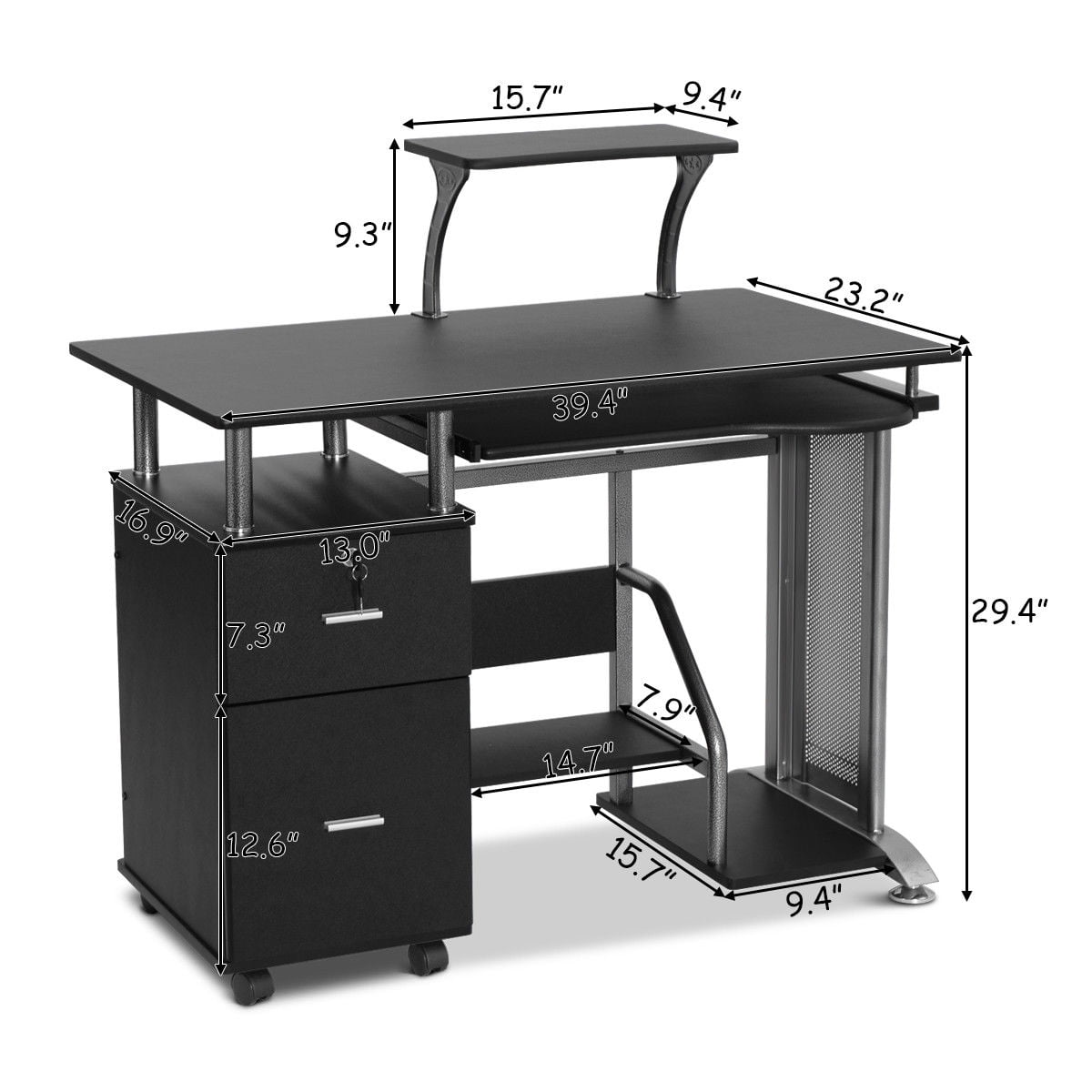 Costway Computer Desk Pc Laptop Table Workstation Home Office Furniture W Printer Shelf
