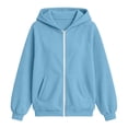 thumbnail image 3 of CYRBOKO Girls Corduroy Jackets, Long Sleeve Fall Hooded Full Zip Outerwear for Girls Blue Size 5-6 T, 3 of 4