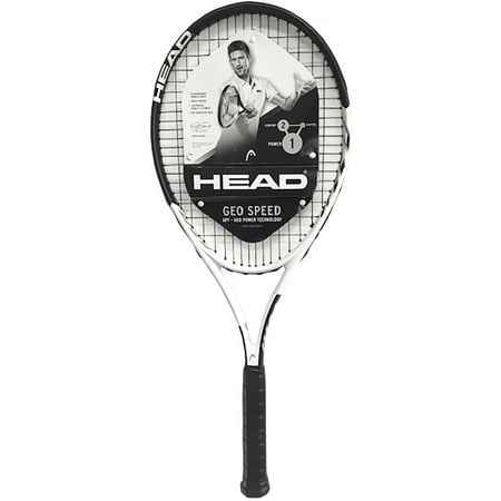 HEAD Geo Speed Adult Tennis Racquet, Pre-Strung, Black/White, 10.4 oz. Weight, 105 Sq. in. Racquet Head Size