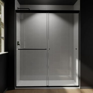 56-60" W x 70" H Semi-Frameless Sliding Shower Door, Glass Shower Door with 1/4'' (6mm) Clear Tempered Glass, Shower Doors can be Installed Left and Right