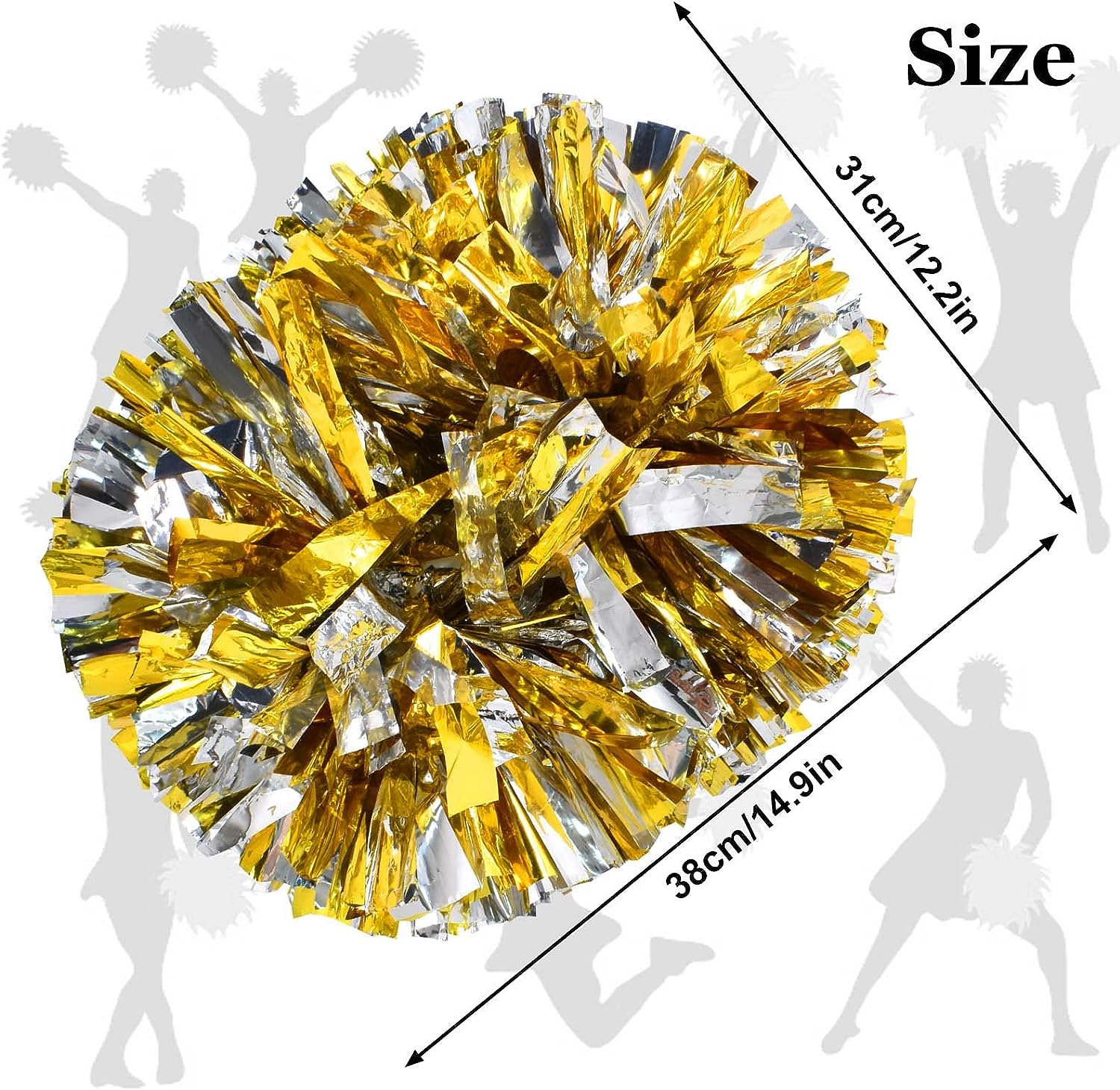 LINLIN Pom Poms Cheerleader 2 Pieces Metallic Cheerleading Pompons Flower Ball, Aerobics Cheerleading Pom Poms, for Sports Dance Cheerleading Pompons Plastic