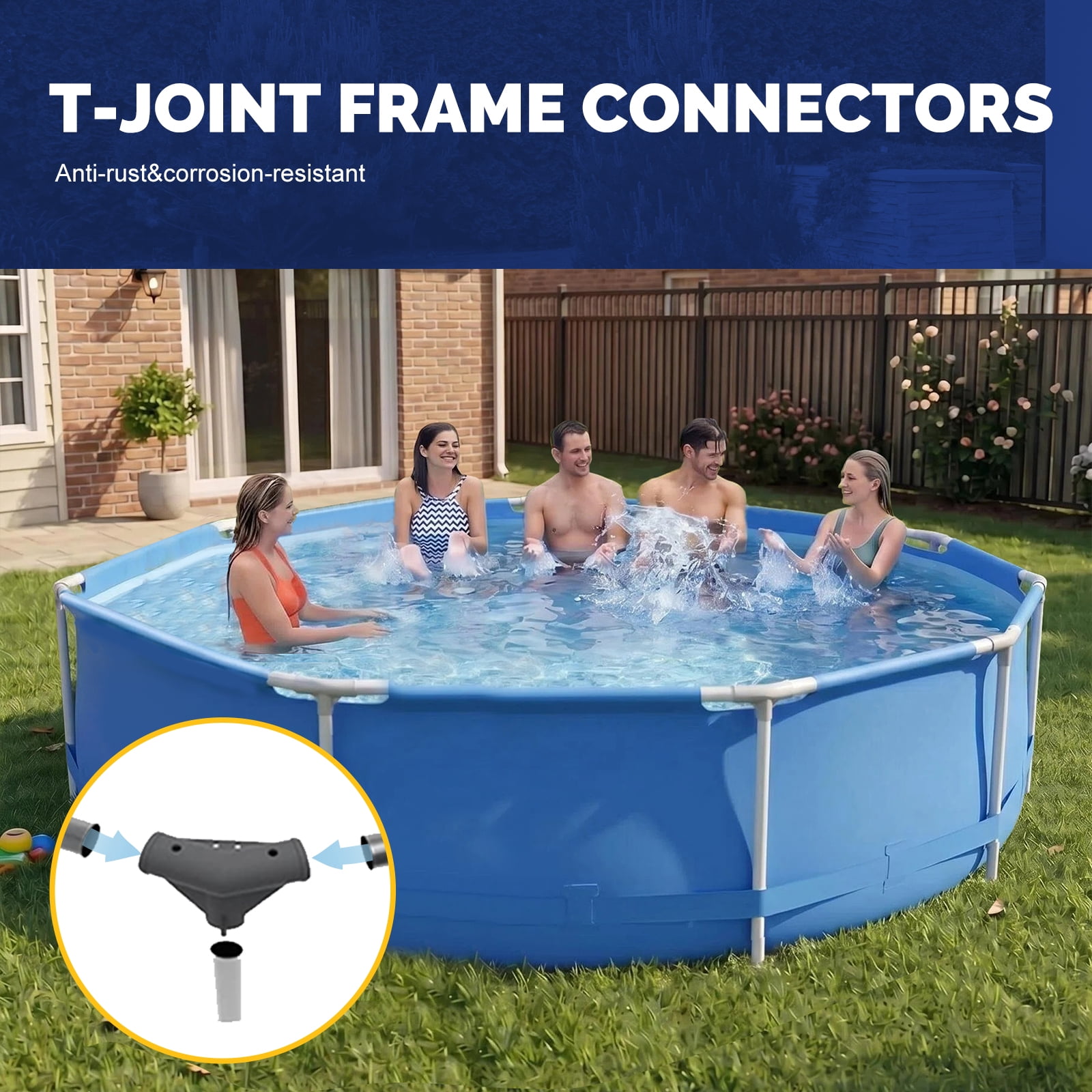 Honeydrill 10ft x 30in Metal Frame Above Ground Swimming Pool, Round