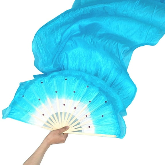 KUNyu 1.5m Bamboo Imitation Silk Dance Kung Fu Tai Chi Fan Stage Performance Props