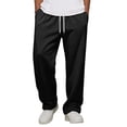 thumbnail image 4 of Men's Baggy Sweatpants Athletic Loose Wide Leg Elastic Waist Lounge Relaxed Open Bottom Joggers Pants with Pockets Black 2XL, 4 of 7