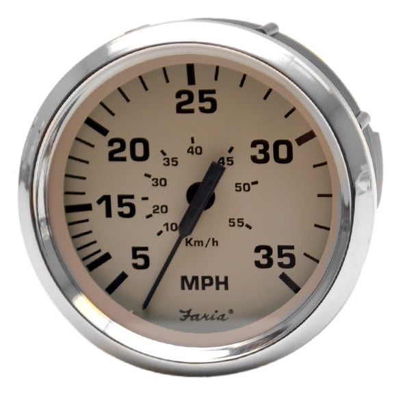 Faria Boat Speedometer SE9807B | Euro Beige 35 MPH 3 1/4 Inch Silver