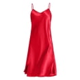 thumbnail image 2 of BESEW7 Summer Dresses for Women 2026, Satin V Neck Slim Fit Solid Color Casual Maxi Sundress, Soft Smooth Versatile Loungewear Red XXL, 2 of 9