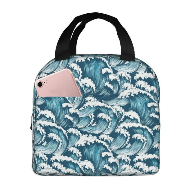 Disketp Ocean Waves Bolsa Térmica para Almuerzo para Hombre y Mujer, Ideal para Trabajo, Senderismo y Picnic