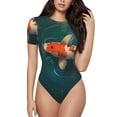 thumbnail image 1 of Fotbe Koi Pond Lilies Body de Mujer con Cuello Redondo y Mangas Cortas, Sin Mangas Ajustado, Suave, Cómodo y Básico-XX-Large, 1 of 7
