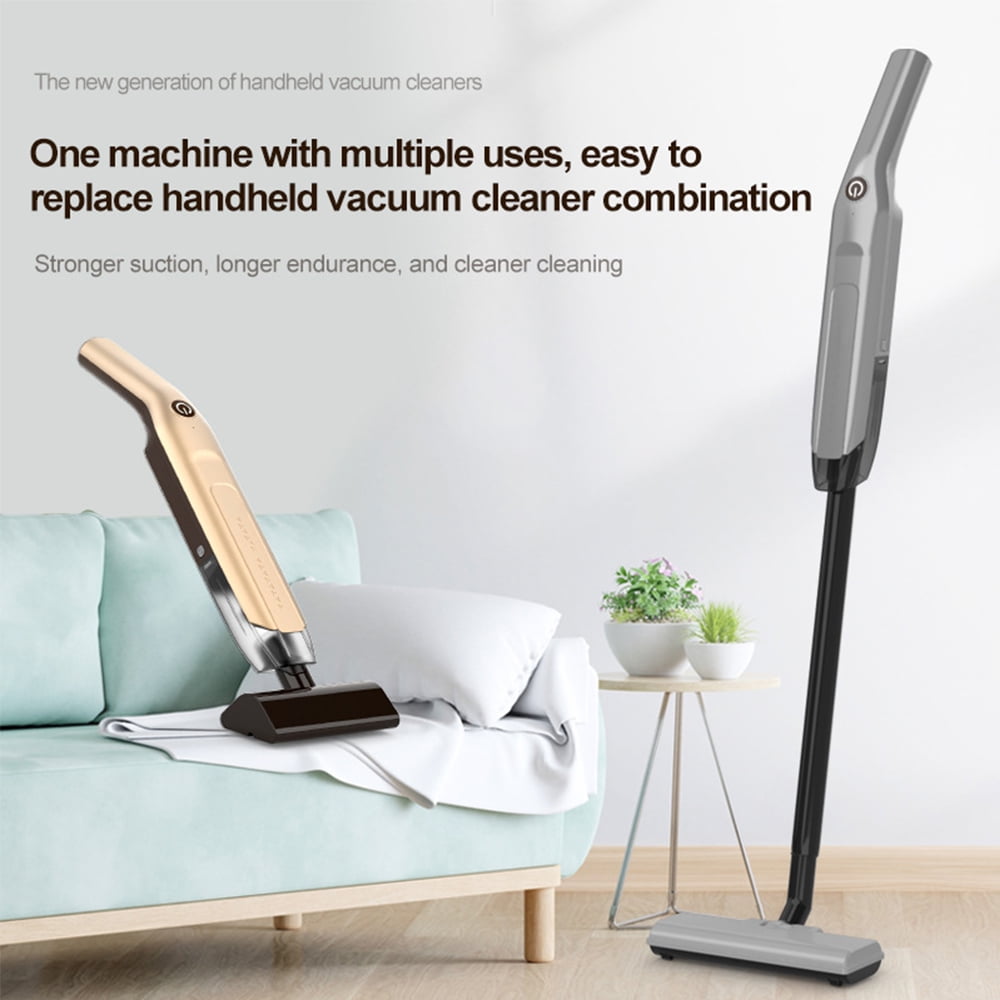 Cordless Push Vacuum Cleaner with Adjustable Handle Length, Powerful Suction, 3 Dust Removal Attachments, 2000mAh Long-Lasting Battery - For Home & Car Cleaning (White/Gray/Black)