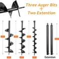 thumbnail image 2 of Gas Powered 72CC Post Hole Digger for Fence and Planting with 3 Auger Drill Bits (3" 5" & 8") + 2 Extension Rods（24" & 24"）, for Farm Garden Plant Earth Auger Drill Bits., 2 of 15