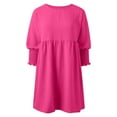 thumbnail image 3 of Women's Flowy Summer Tunic Dress Casual Loose Short Sleeve Crew Neck Swing Mini Dress Comfortable Stylish Outfit, 3 of 5