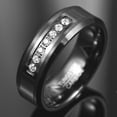 thumbnail image 3 of 8mm Black Tungsten Carbide Rings for Men Cubic Zirconia Inlay Wedding Bands Eternity Ring Brushed Finish, 3 of 5
