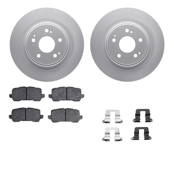 Dynamic Friction Company Rear Geospec Brake Rotors with 5000 Advanced Brake Pads includes Hardware 4512-58048