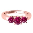 thumbnail image 2 of Mauli Jewels Rings for Women 1.80 Carat Three Stone Round Shaped Created Ruby Ring 4-prong 10K Rose Gold, 2 of 7