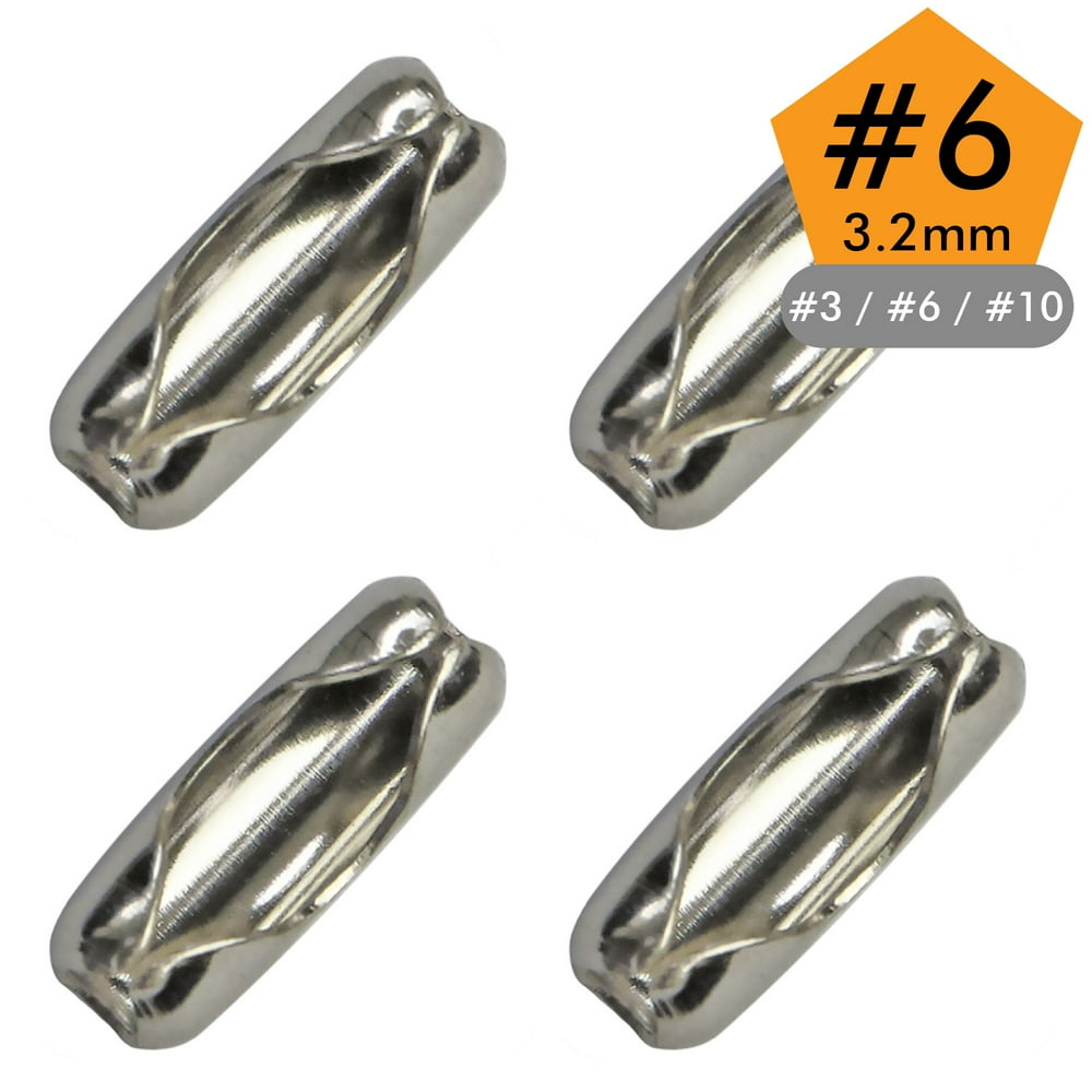 Ball Chain Connector Clasps 300 Pieces Number 6 Connectors Fits 3.2mm Beaded Ball Chain