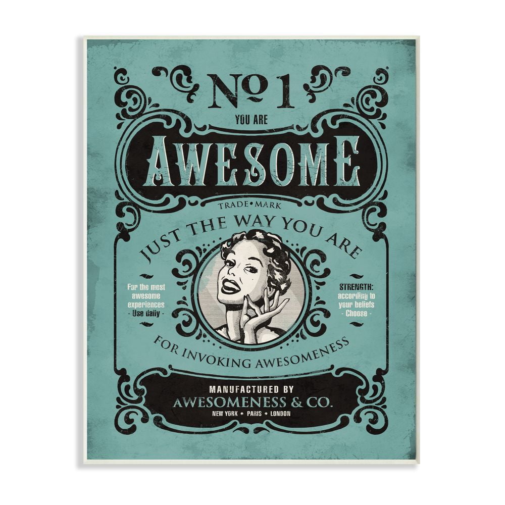 Stupell Industries You Are Awesome Vintage Comic Book Funny Blue Design Wall Plaque by Ester Kay