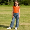 thumbnail image 6 of Hrsba Girls T Shirt Solid Color Short Sleeve Ruffle Crew Neck Top With Drawstring For Girls Casual Summer Soft Lightweight Cute Fashion Top, 6 of 6