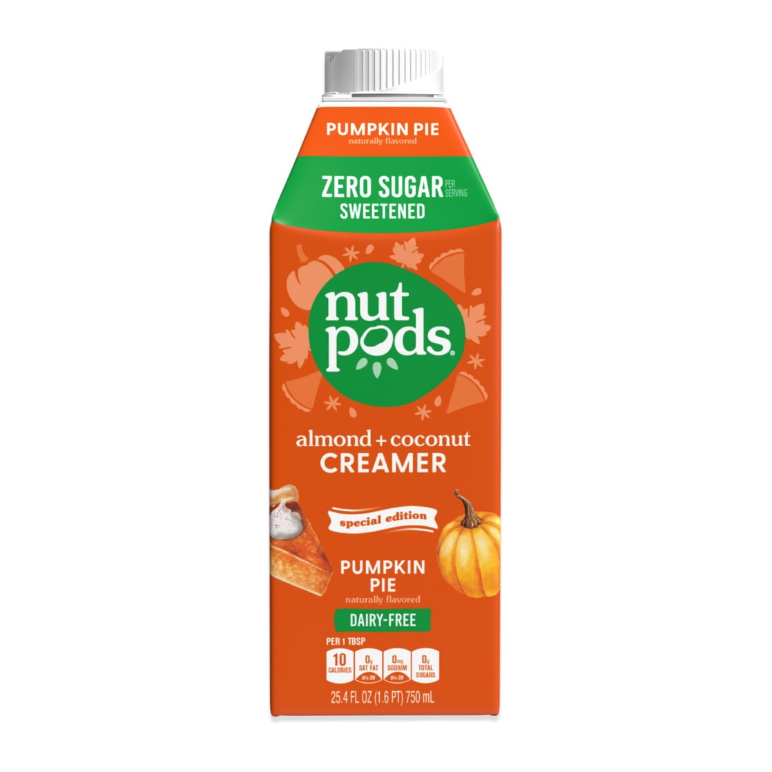 nutpods® Pumpkin Pie Zero Sugar Non Dairy Coffee Creamer Made with Almonds and Coconuts