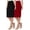Black-Burgundy, variant on Women's 2 Pack High Waist Stretch Pull On Pencil Midi Skirt Casual Office Soft Fit Skirt