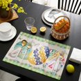 thumbnail image 4 of Easter Day Placemats Set of 6 - Cute Easter Eggs Rabbits Green and White Plaid Border Place Mat for Dining Table Washable Cotton Linen Table Mats, 12 x 18 Inch, 4 of 6