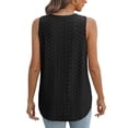 thumbnail image 5 of Women Summer Tank Top Eyelet Embroidery 2025 Vacation Sleeveless V Neck Loose Fit Shirt Casual Clothes Black S, 5 of 6