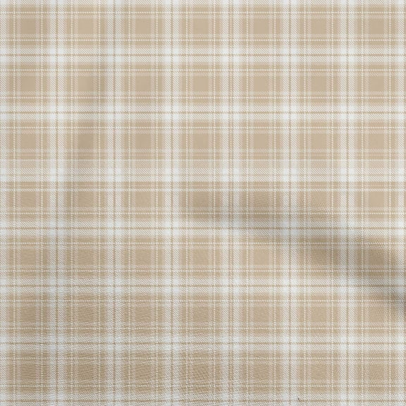 oneOone Viscose Chiffon Light Brown Fabric Check Fabric For Sewing Printed Craft Fabric By The Yard 42 Inch Wide