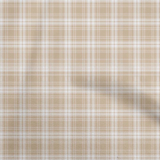 oneOone Cotton Jersey Light Brown Fabric Check Craft Projects Decor Fabric Printed By The Yard 58 Inch Wide