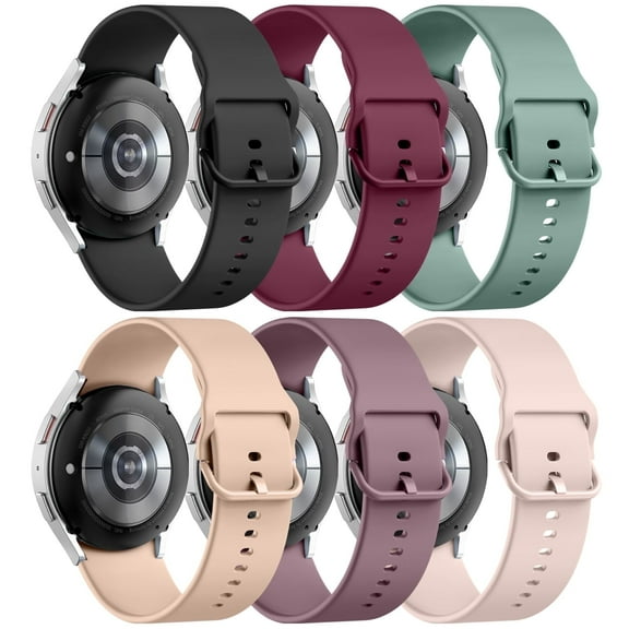 GEAK 6 Pack Silicone Sport Bands Compatible with Samsung Galaxy Watch 7 Bands 44mm 40mm/Watch 6/Watch 6 Classic/Watch 5/Watch 5 Pro/Watch 4/Watch 4 Classic/Watch 3 Bands for Women Men