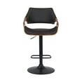thumbnail image 2 of Armen Living Indoor Aspen Adjustable Swivel Black Faux Leather and Walnut Wood Bar Stool with Black Base, 2 of 10