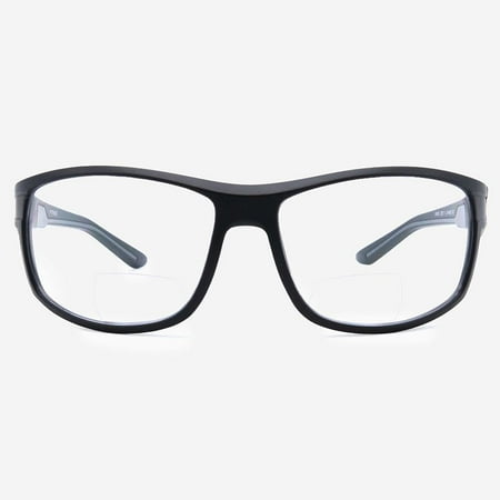 

Bifocal Safety Glasses with Readers Wrap Around TR90 Frame Sport Magnifying Safety Reading Protective Goggles for Men and Women Massa in Black 2.00