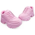 thumbnail image 3 of Berness Women Chunky Platform Sneakers Lace Up Fashion Trainers Thick Sole Casual Walking Light Weight Shoes BLAIR Light Pink 5, 3 of 4