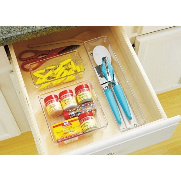 iDESIGN LINUS 52330 Drawer Organizer, Plastic, Clear, 6 in OAL, 2 in OAH, 3 in OAW