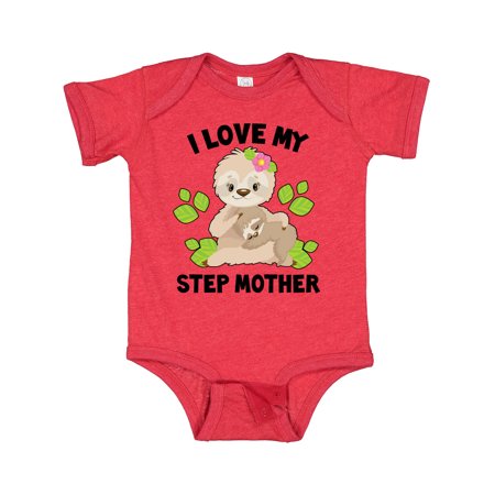 

Inktastic Cute Sloth I Love My Step Mother with Green Leaves Gift Baby Boy or Baby Girl Bodysuit
