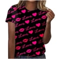 thumbnail image 2 of Fiudx Liquidación de Ahorros de Verano Blusa de Manga Corta Estampada a La Moda para Mujer, Blusas Informales con Cuello Redondo, 2 of 4