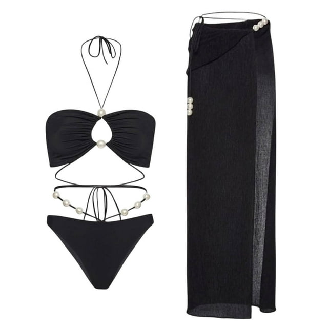Trajes de baño Amzcrzy Tankini para mujer, trajes de baño, trajes de baño Bikini con control de abdomen Trajes de baño para mujer Traje de baño con cuello en V para mujer Trajes de baño Negro, S