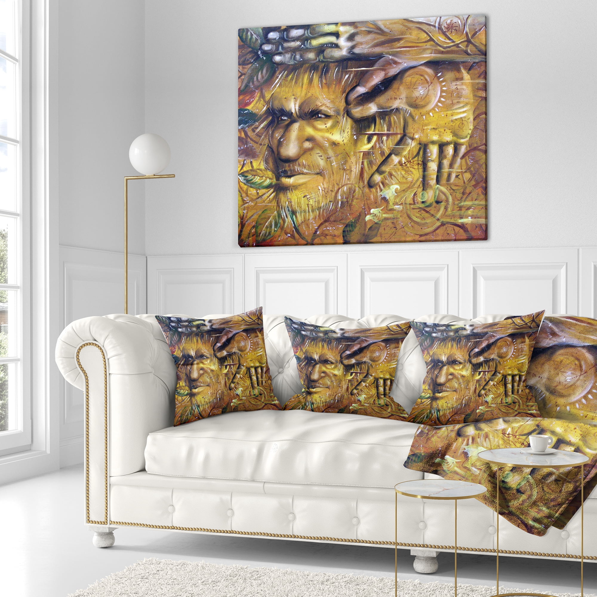 Designart Sylvan - Abstract Portrait Throw Pillow - 16x16