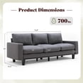 thumbnail image 3 of VanAcc 74.8" 3 Seater Sofa with 22" Deep Seat, Beige Couch for Living Room, Full Metal Support, for Bedroom & Apartment, Beige Linen, 3 of 10