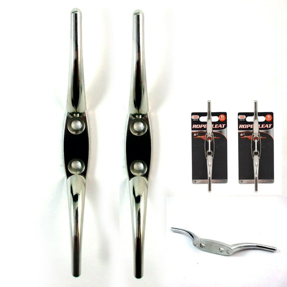2 Pc Rope Cleat Stainless Steel 6" Boat Dock Deck Marine Yacht Line Flag Anchor
