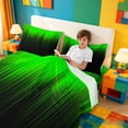 thumbnail image 3 of meiyoeat line Geometric Print Bed Sheets,Black Green Neon Striped Full Size Sheets,4-Piece,1 Flat Sheet,1 Fitted Sheet and 2 Pillowcases, 3 of 6