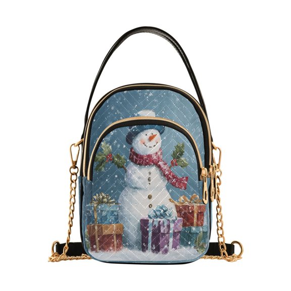 Women's Crossbody Handbag Shoulder Handbag 5.91x3.15x8.27 Inch Bank Card Bag Cash Bag Key Bag Warm Christmas Snowman