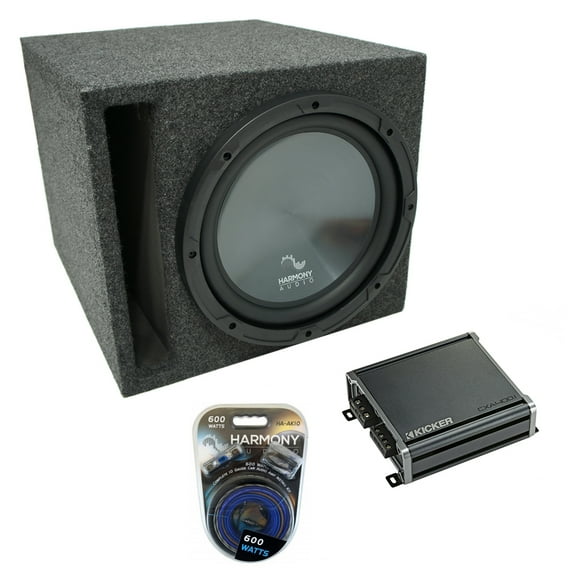 Universal Car Stereo Slotted S Port Single 10" Harmony R104 Sub Box & CXA400.1