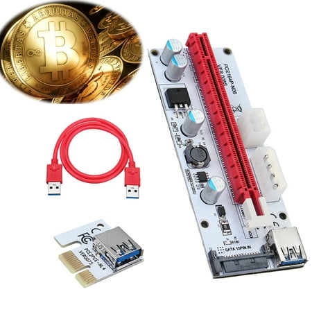 PCI-E Connector Express 1x to16x Extender Riser Card Adapter + USB 3.0 SATA Power Cable for Bitcoin 8 GPU (Best Asic Bitcoin Miner)